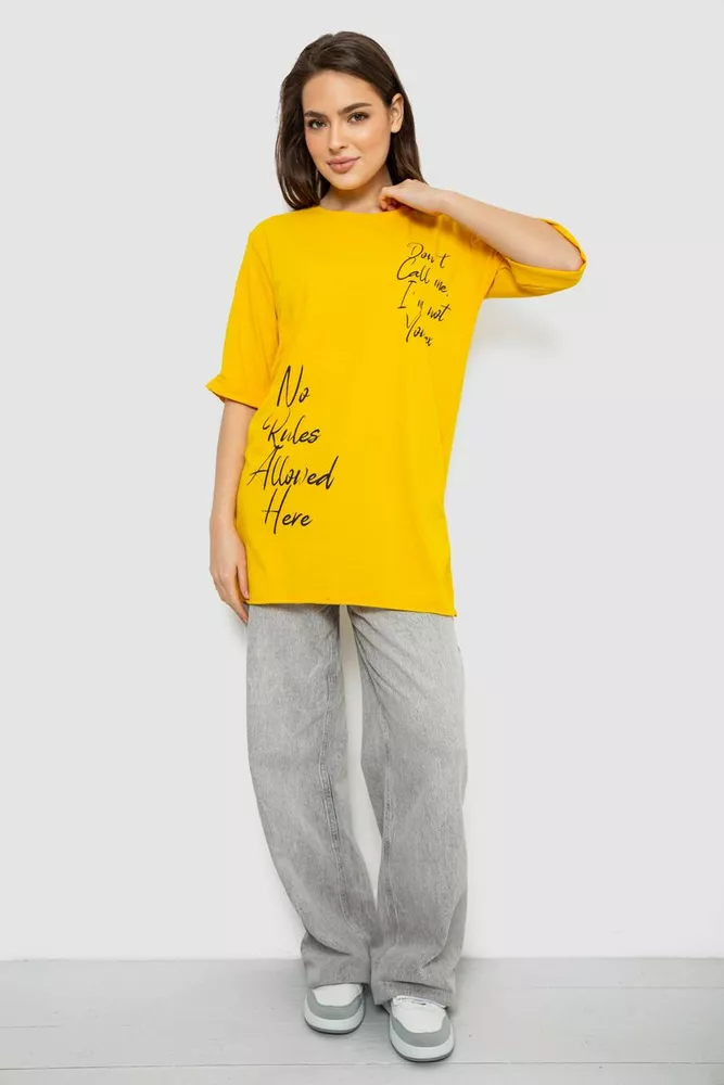Купить Футболка женская с принтом 0, цвет желтый, 244R1024-1 оптом - Фото №2