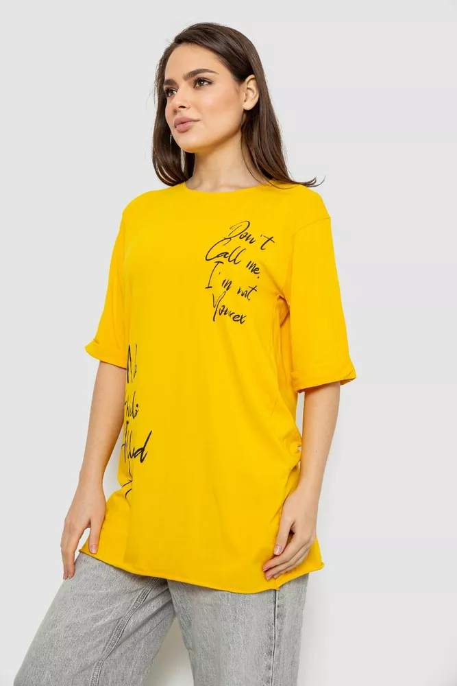 Купить Футболка женская с принтом 0, цвет желтый, 244R1024-1 оптом - Фото №3