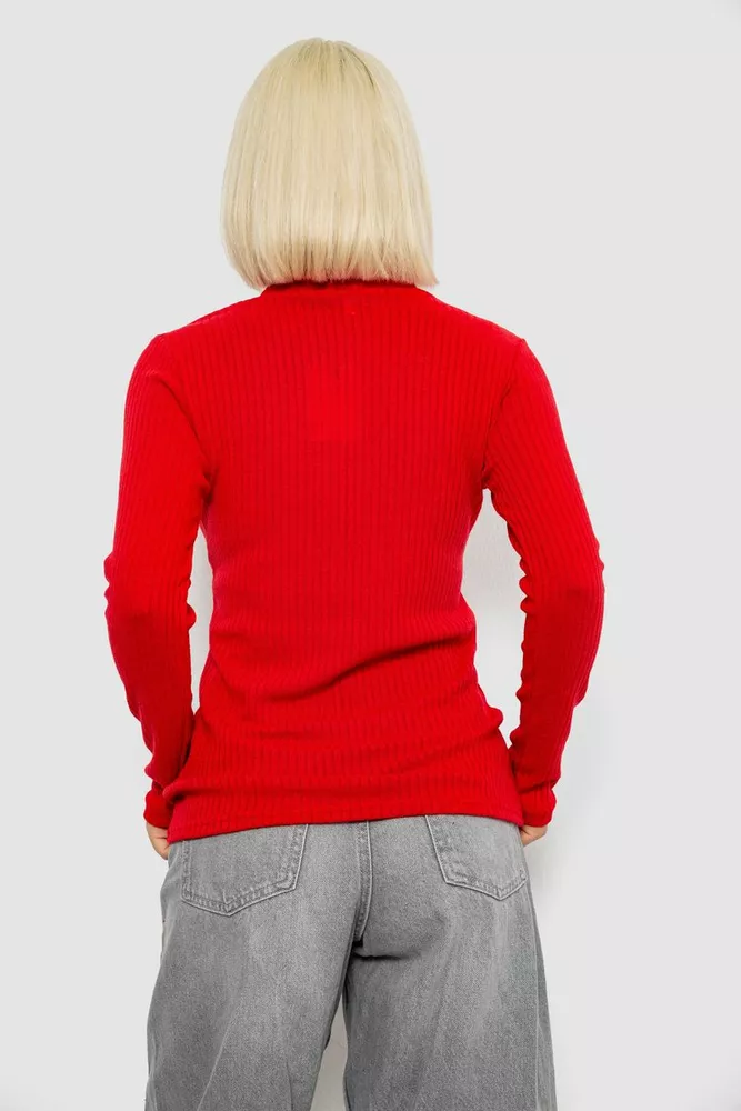 Купить Гольф женский однотонный в рубчик, цвет красный, 257R101 - Фото №4