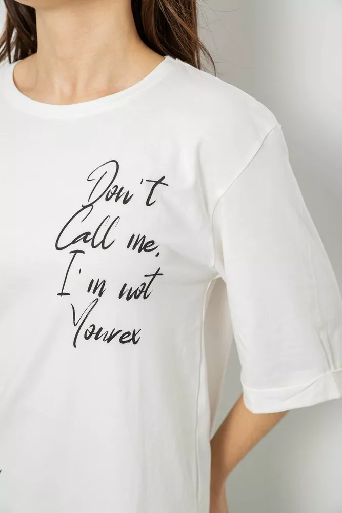 Купити Футболка жіноча з принтом 0, колір молочний, 244R1024-1 оптом - Фото №5