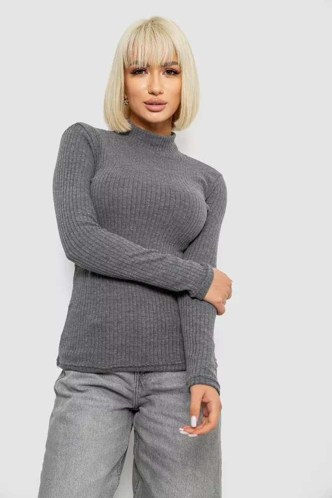 Купить Гольф женский однотонный в рубчик, цвет серый, 257R101 - Фото №1