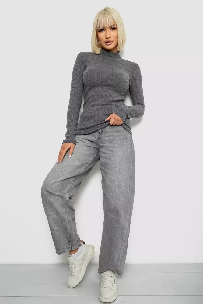 Купить Гольф женский однотонный в рубчик, цвет серый, 257R101 - Фото №2