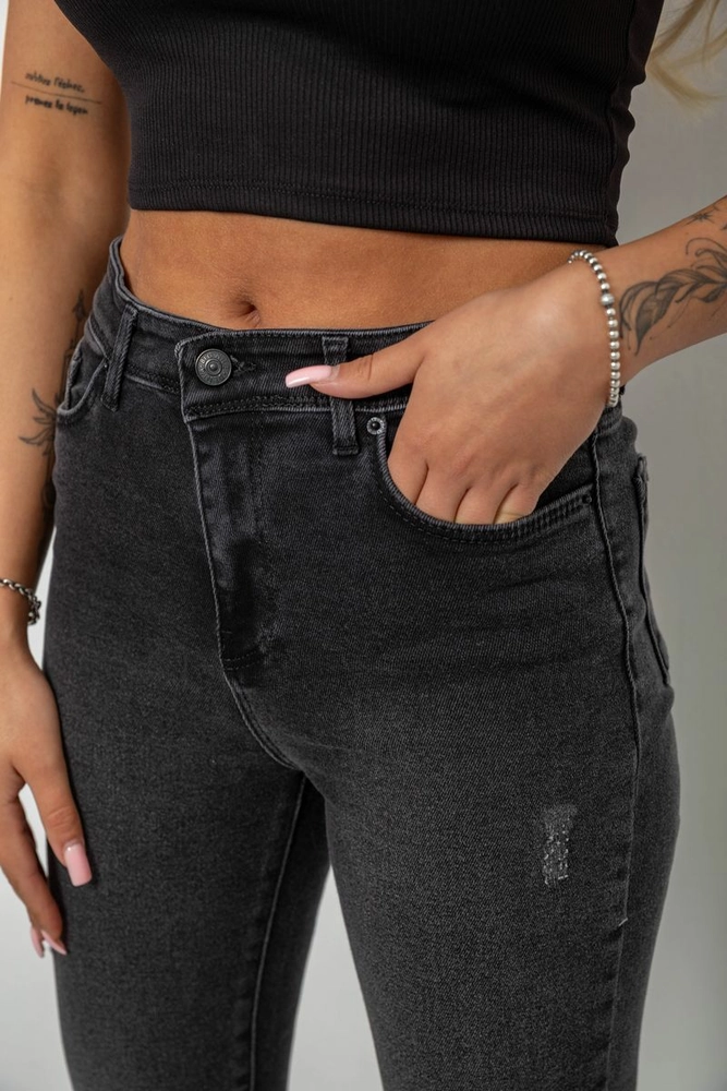 Купити Джинси жіночі однотонні Skinny, колір сірий, 244RS123 - Фото №5