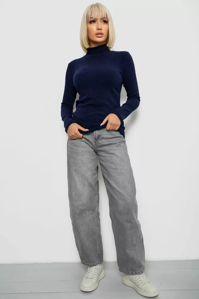 Купить Гольф женский однотонный в рубчик, цвет синий, 257R101 - Фото №2