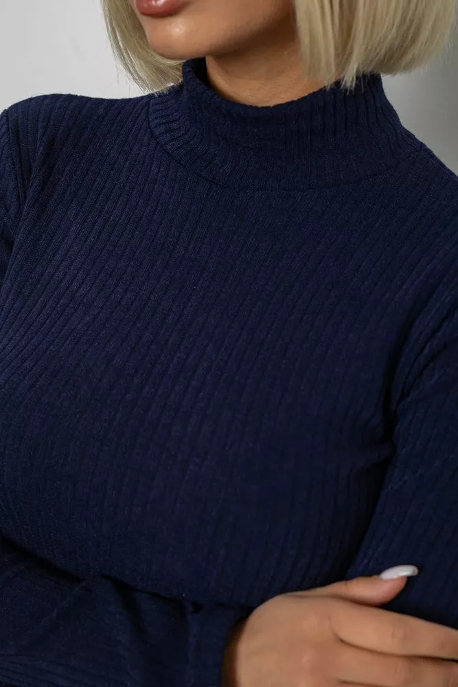 Купить Гольф женский однотонный в рубчик, цвет синий, 257R101 - Фото №5