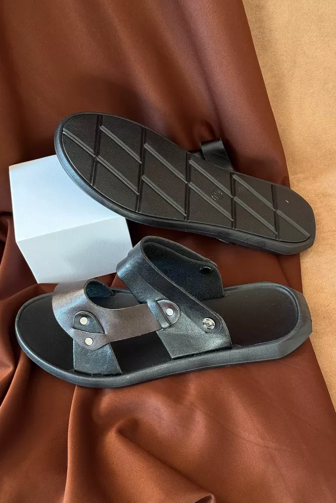 Купити Сандалії чоловічі, колір чорно-коричневий, 214R77 - Фото №3