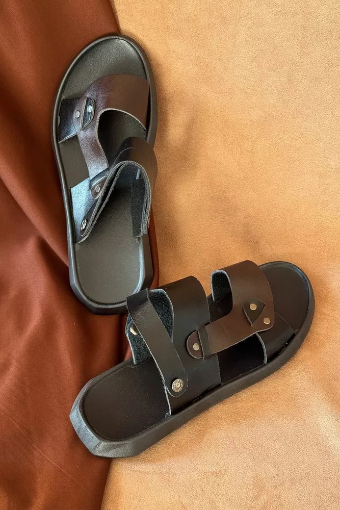 Купити Сандалії чоловічі, колір чорно-коричневий, 214R77 - Фото №5