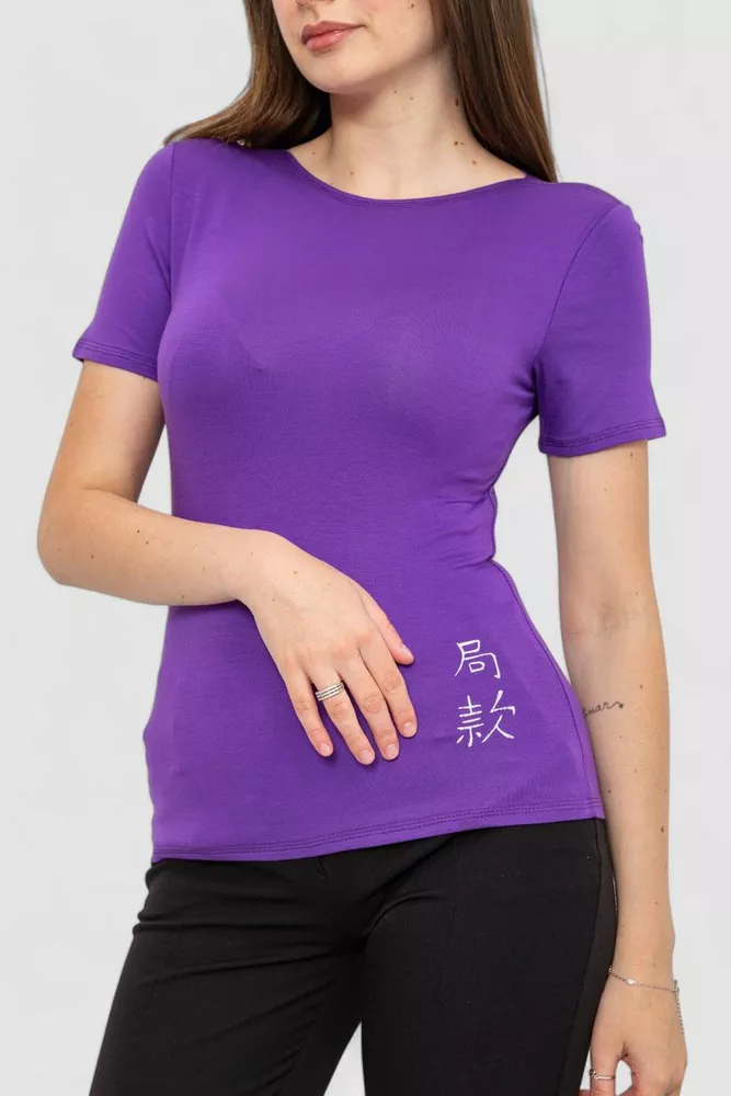 Купить Футболка женская, цвет фиолетовый, 186R653 - Фото №3