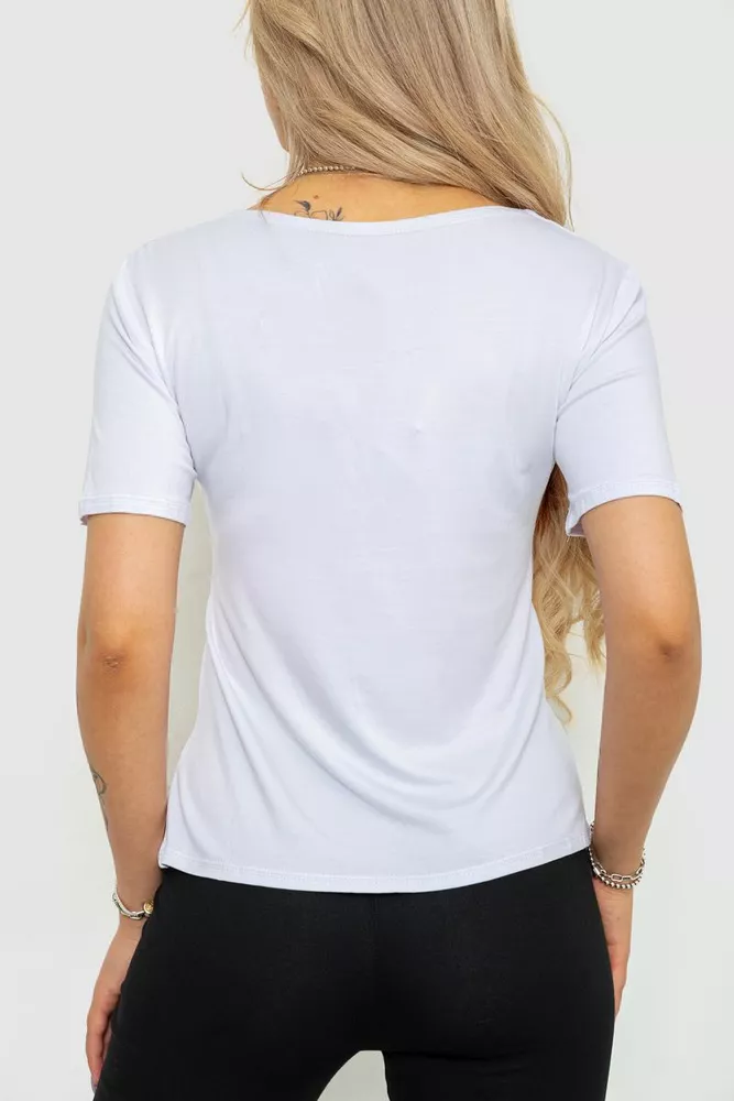 Купити Футболка жіноча однотонна, колір білий, 186R309 оптом - Фото №4