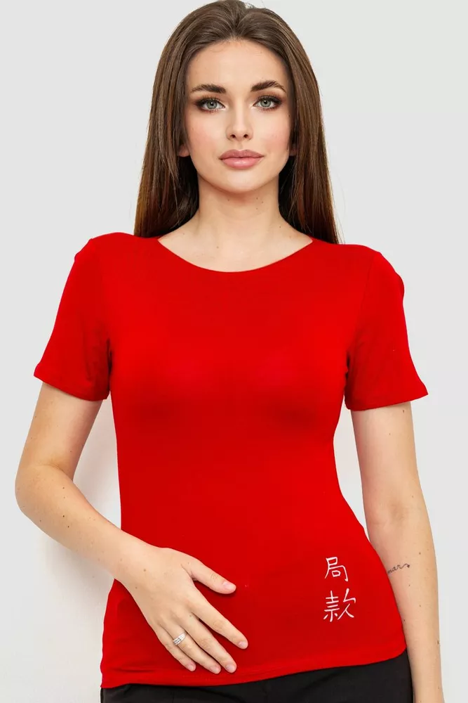 Купити Футболка жіноча, колір червоний, 186R653 - Фото №1