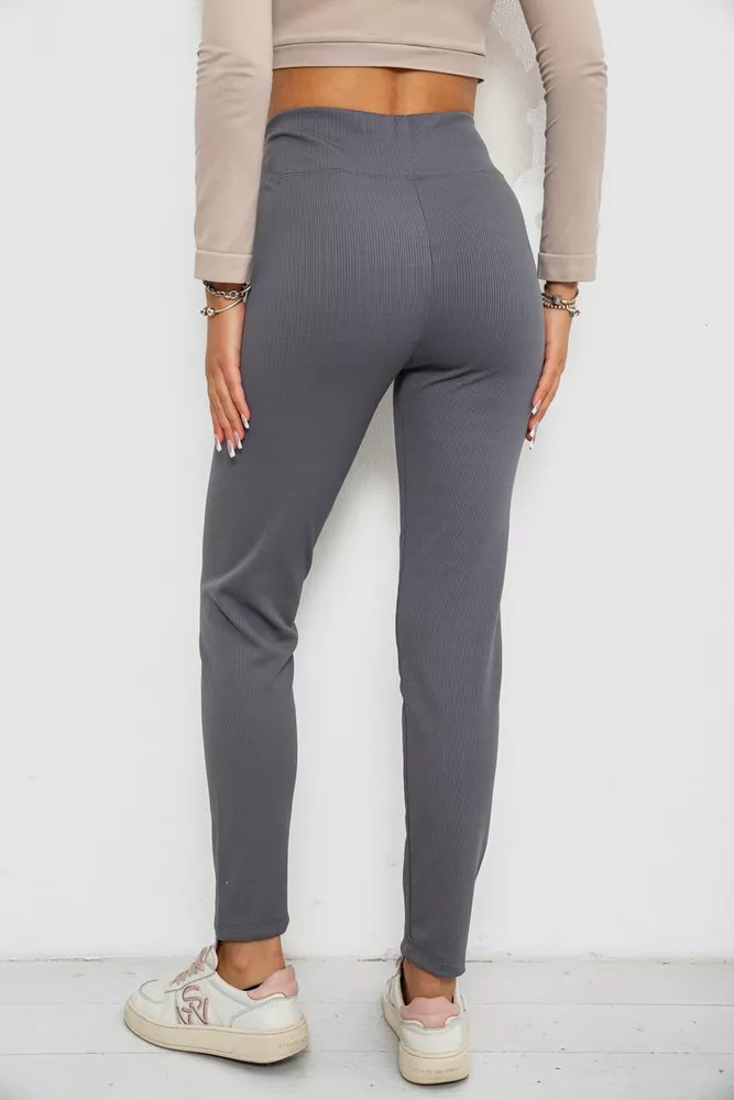 Купити Лосини в рубчик на флісі, колір сірий, 244R1709-1 - Фото №4
