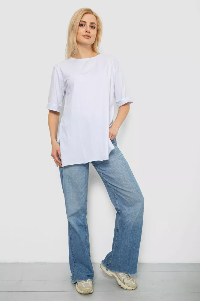 Купити Футболка жіноча однотонна, колір білий, 244R1036-5 - Фото №2