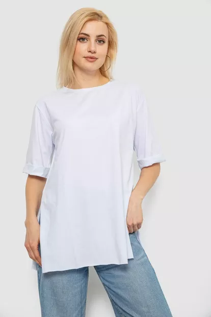 Футболка женская однотонная, цвет белый, 244R1036-5