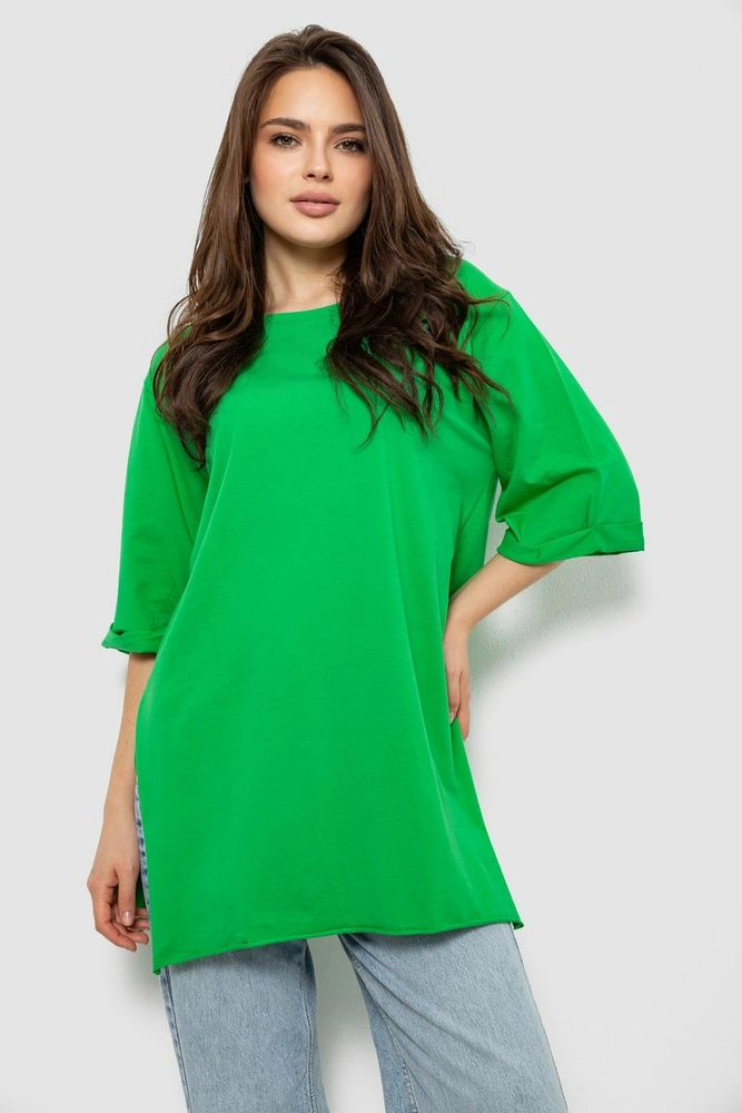 Купити Футболка жіноча однотонна, колір зелений, 244R1036-5 - Фото №1
