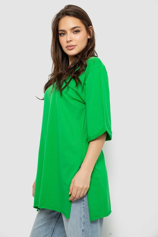 Купити Футболка жіноча однотонна, колір зелений, 244R1036-5 - Фото №3