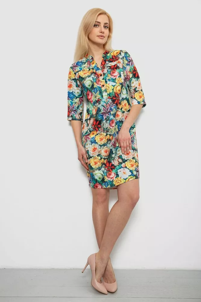 Купить Платье женское с принтом, цвет зеленый, 230R104-1 - Фото №2
