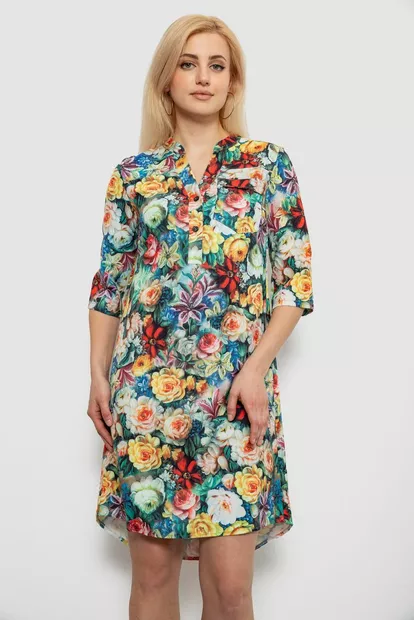 Платье женское с принтом, цвет зеленый, 230R104-1