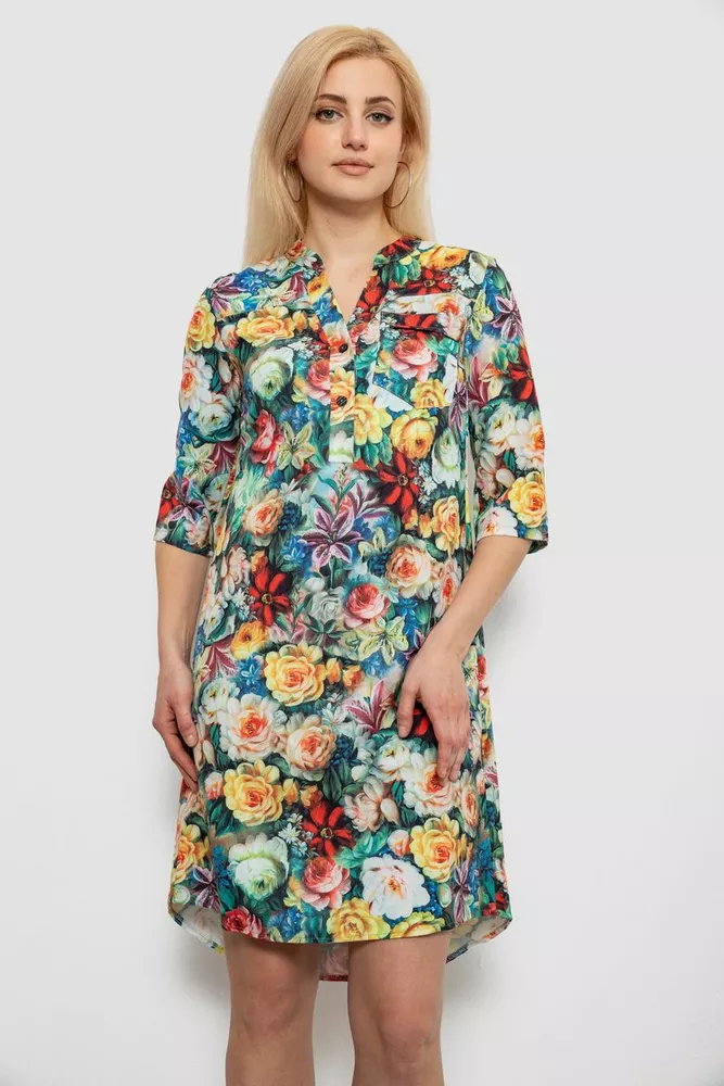 Купить Платье женское с принтом, цвет зеленый, 230R104-1 - Фото №1
