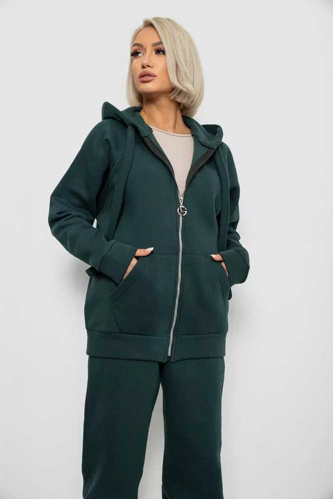Купить Спортивный костюм женский на флисе, цвет зеленый, 247R1059 - Фото №2