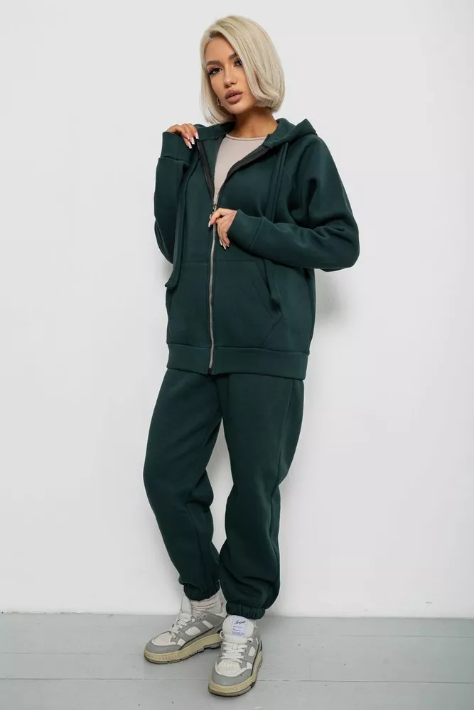 Купить Спортивный костюм женский на флисе, цвет зеленый, 247R1059 - Фото №3