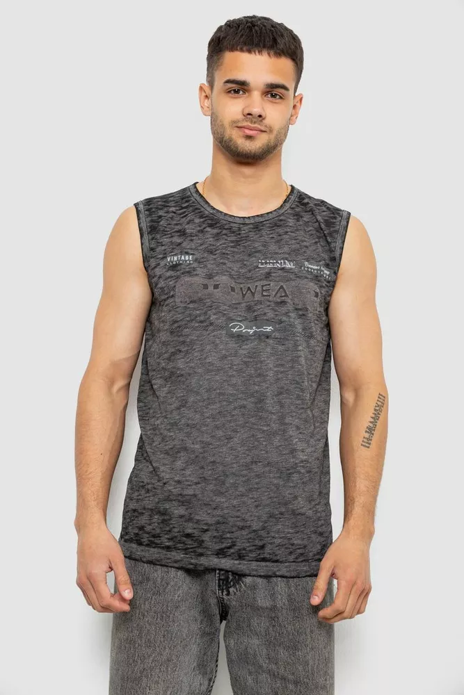 Купить Майка мужская с принтом, цвет серый, 244R1230 - Фото №1