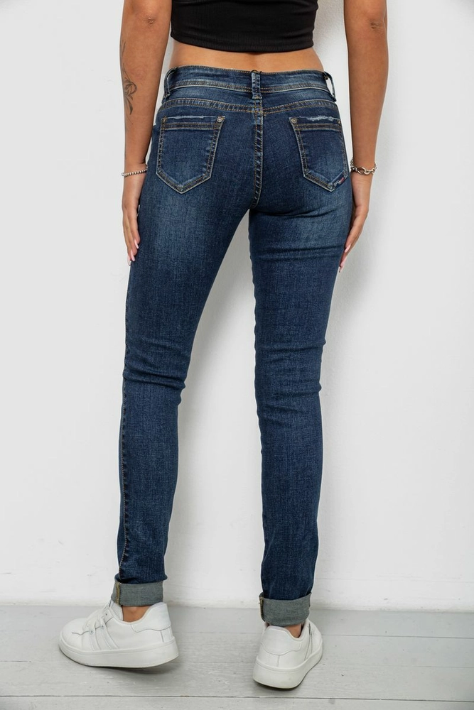 Купити Джинси жіночі однотонні Skinny, колір синій, 244RSH9518 - Фото №4