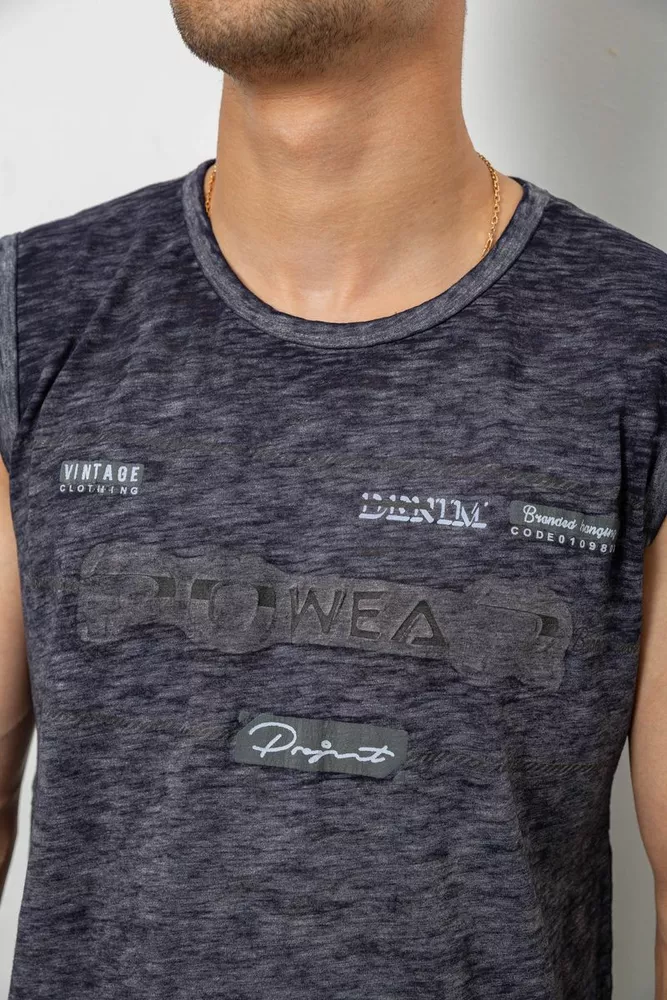 Купить Майка мужская с принтом, цвет синий, 244R1230 - Фото №5