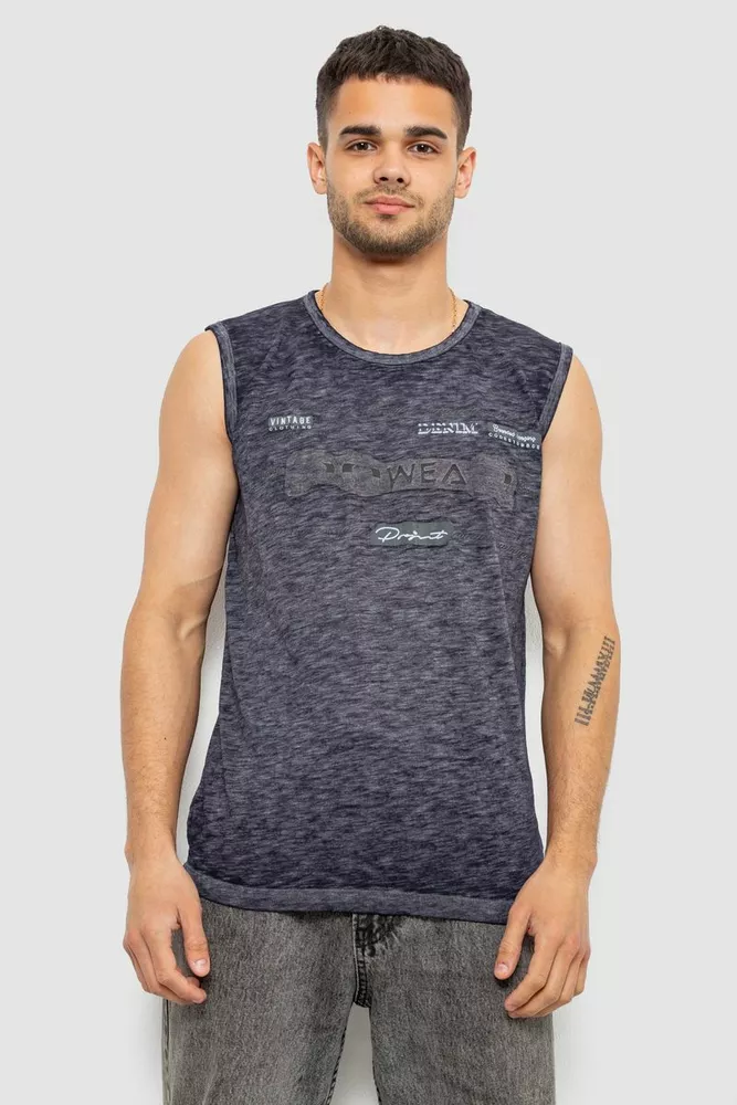 Купить Майка мужская с принтом, цвет синий, 244R1230 - Фото №1