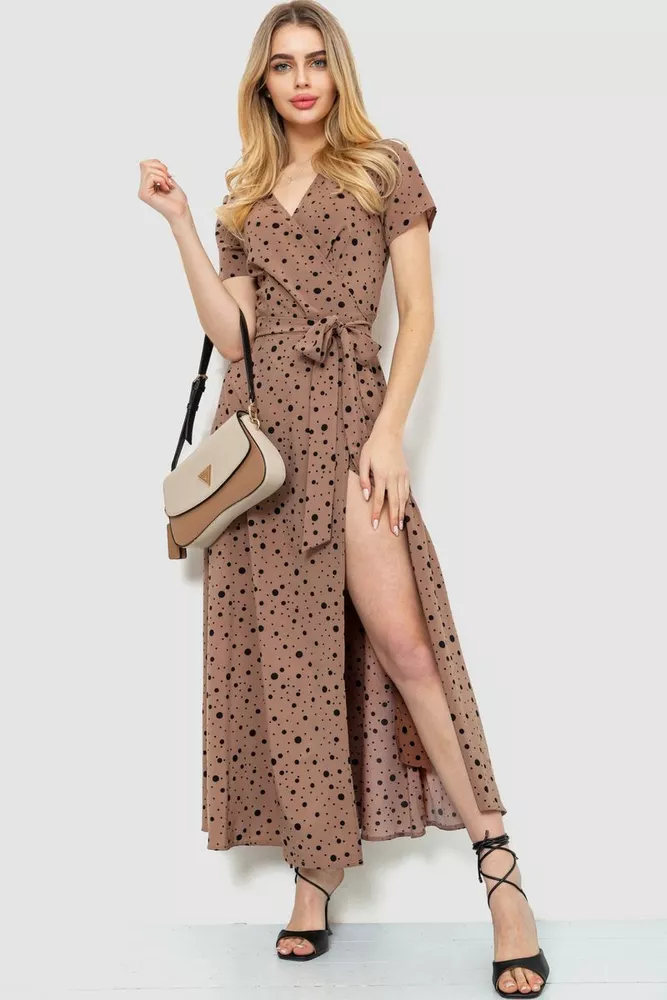 Купити Сарафан у горох, колір коричнево-чорний, 241R158 - Фото №1