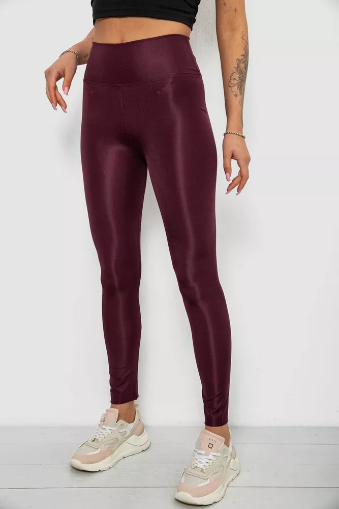 Купити Лосини жіночі однотонні, колір темно-сливовий, 214R155-1 - Фото №3