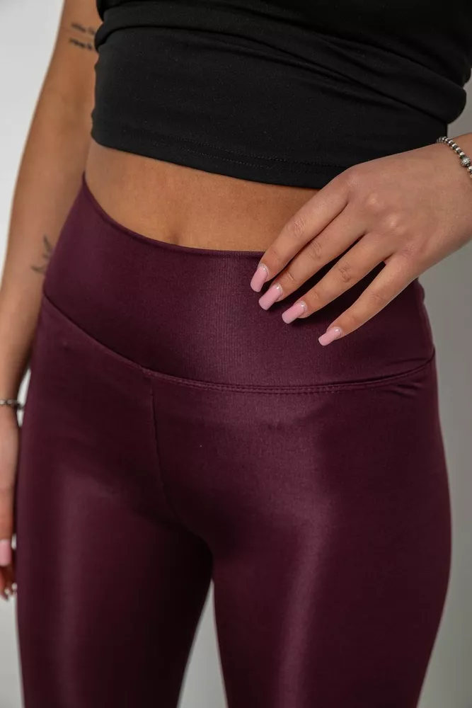 Купити Лосини жіночі однотонні, колір темно-сливовий, 214R155-1 - Фото №5