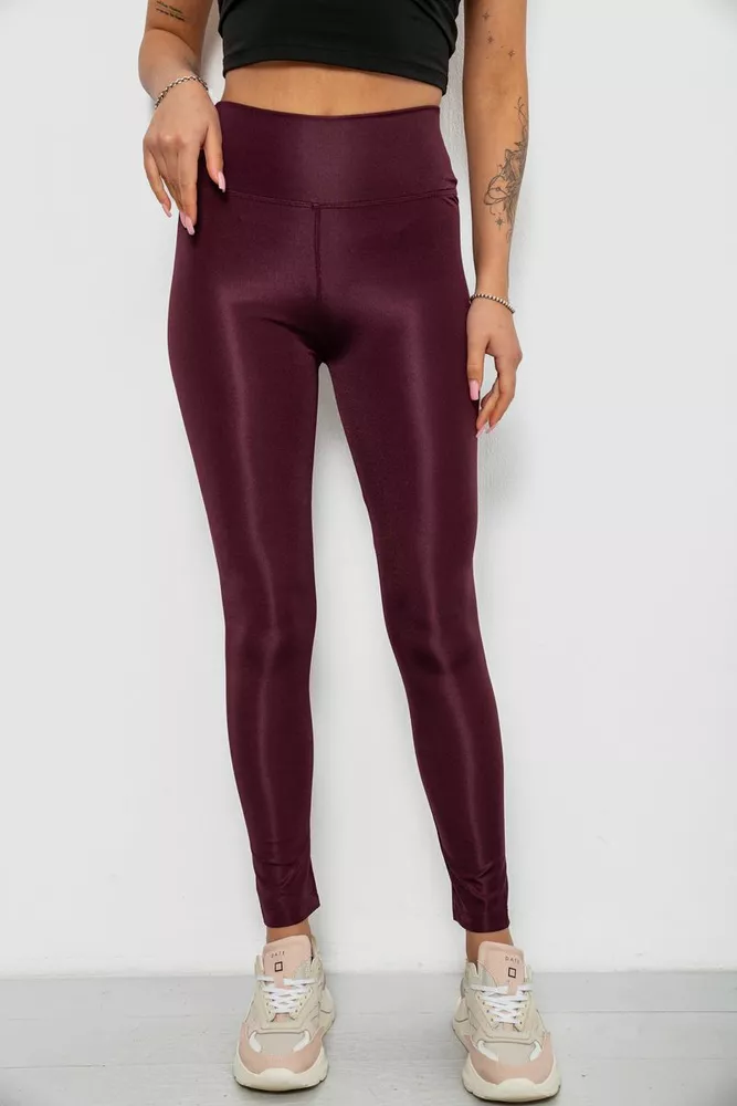 Купити Лосини жіночі однотонні, колір темно-сливовий, 214R155-1 - Фото №1