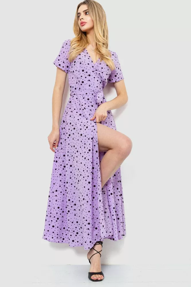Купити Сарафан у горох, колір бузково-чорний, 241R158 - Фото №1