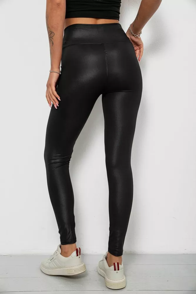 Купити Лосини жіночі однотонні, колір чорний, 214R155-1 - Фото №4