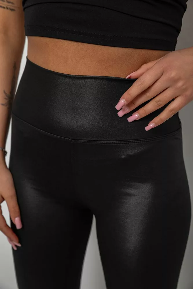 Купити Лосини жіночі однотонні, колір чорний, 214R155-1 - Фото №5