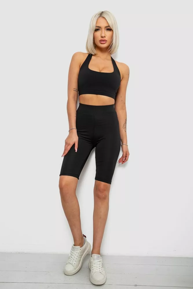 Купити Треки жіночі однотонні, колір чорний, 214R340 оптом - Фото №2