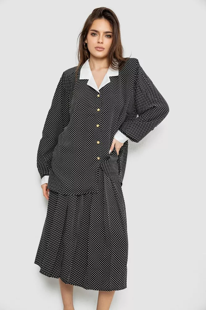 Купити Костюм жіночий класичний у горох, колір чорно-білий, 167R3001 оптом - Фото №2