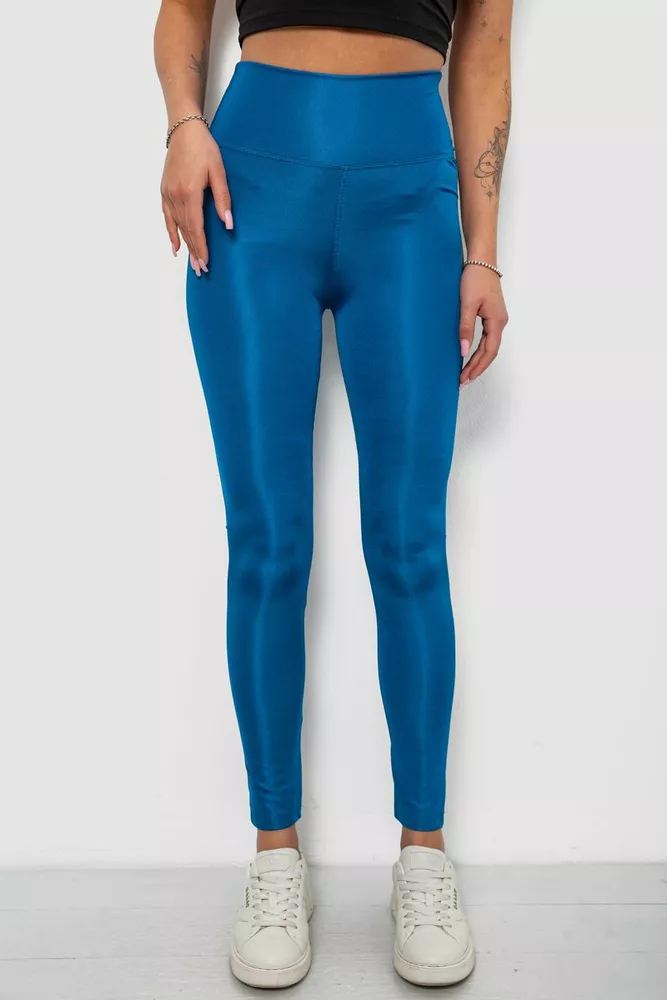 Купити Лосини жіночі однотонні, колір петроль, 214R155-1 - Фото №1