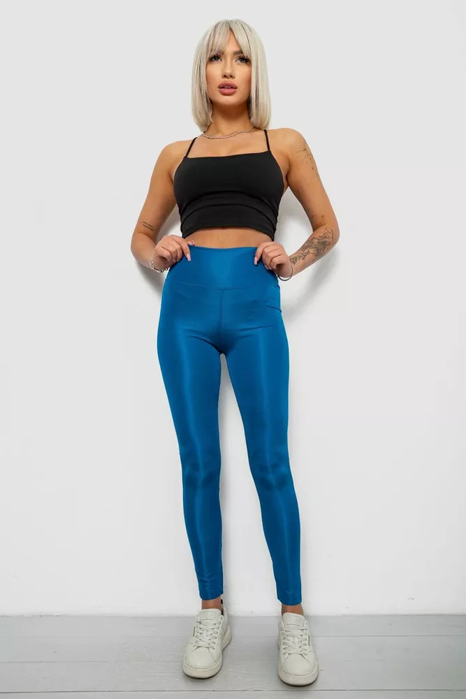 Купити Лосини жіночі однотонні, колір петроль, 214R155-1 - Фото №2