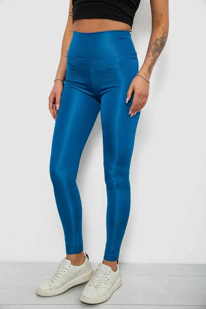 Купити Лосини жіночі однотонні, колір петроль, 214R155-1 - Фото №3