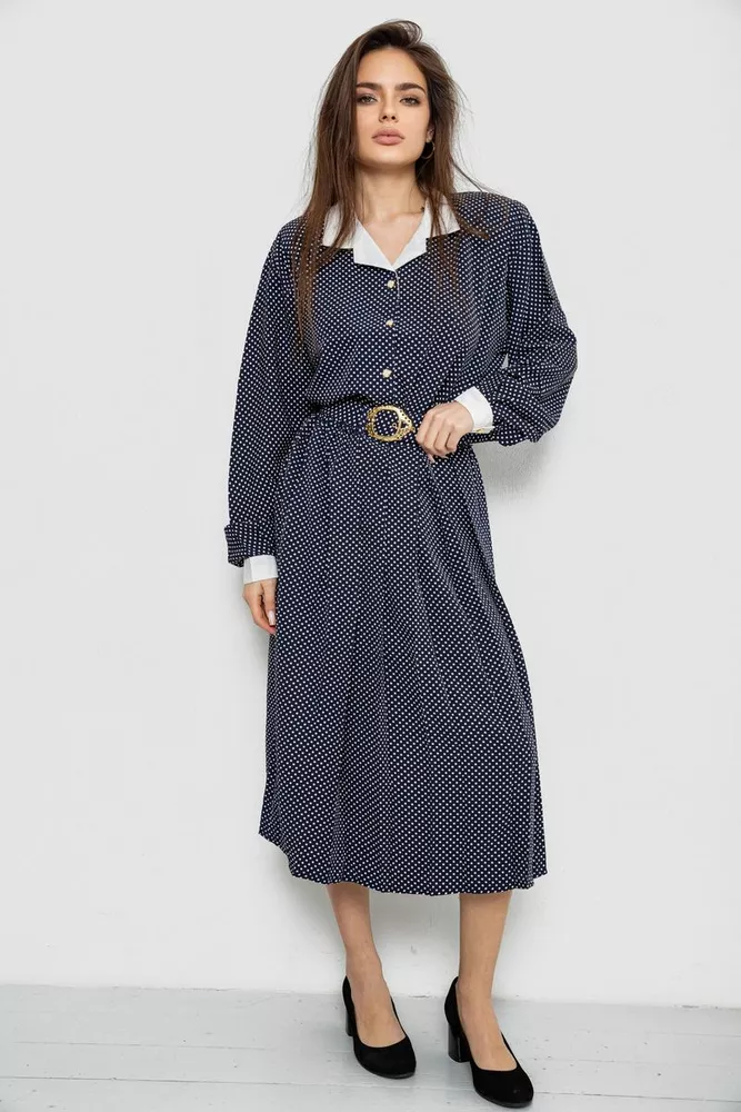 Купити Костюм жіночий класичний у горох, колір синьо-білий, 167R3001 оптом - Фото №1
