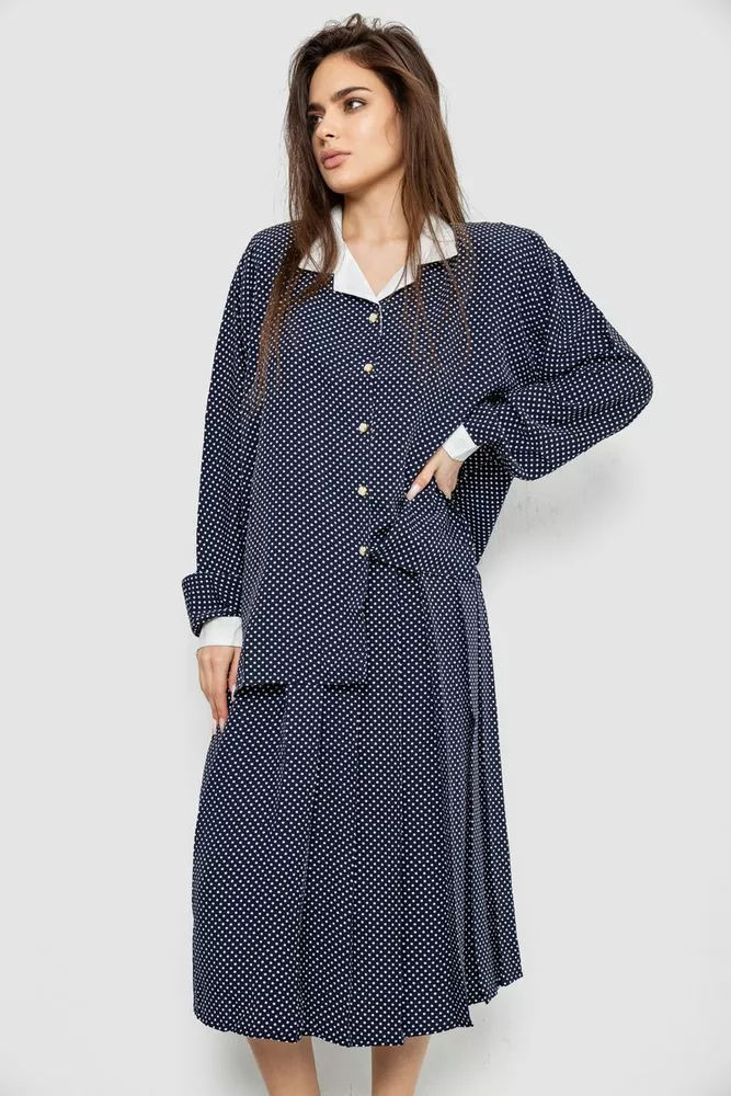 Купити Костюм жіночий класичний у горох, колір синьо-білий, 167R3001 оптом - Фото №2