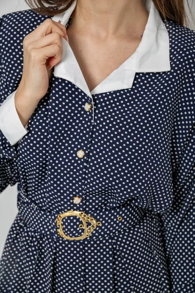 Купити Костюм жіночий класичний у горох, колір синьо-білий, 167R3001 оптом - Фото №5