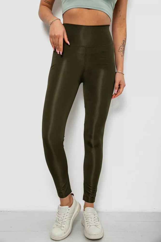 Купити Лосини жіночі однотонні, колір хакі, 214R155-1 - Фото №1