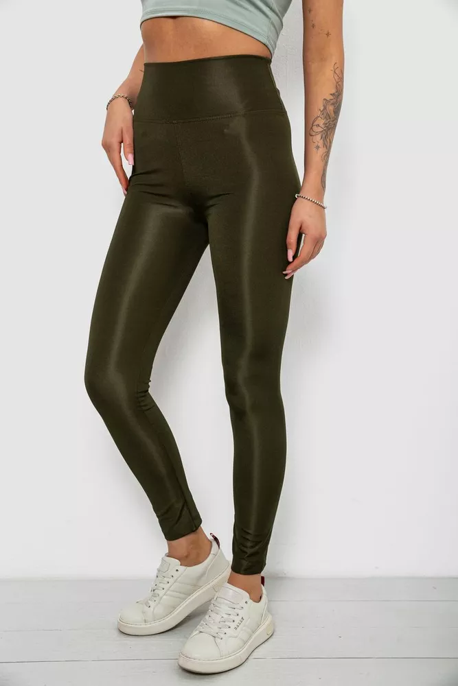 Купити Лосини жіночі однотонні, колір хакі, 214R155-1 - Фото №3