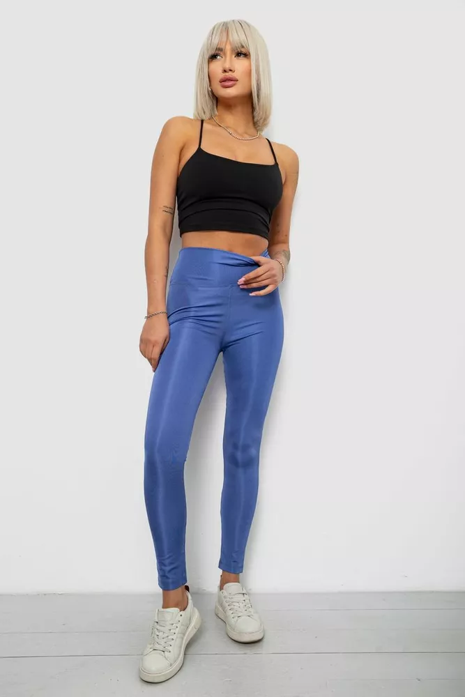 Купити Лосини жіночі однотонні, колір джинс, 214R155-1 - Фото №2