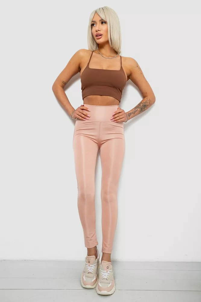 Купити Лосини жіночі однотонні, колір пудровий, 214R155-1 - Фото №2