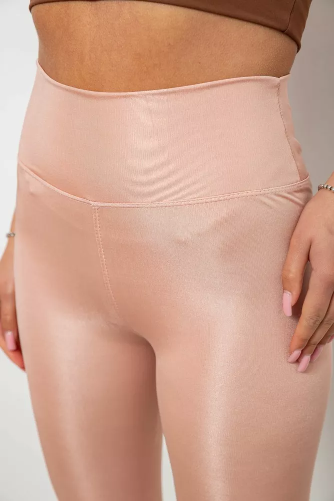 Купити Лосини жіночі однотонні, колір пудровий, 214R155-1 - Фото №5