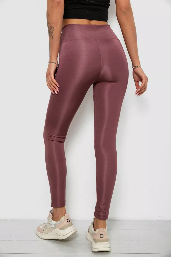 Купити Лосини жіночі однотонні, колір сливовий, 214R155-1 - Фото №4