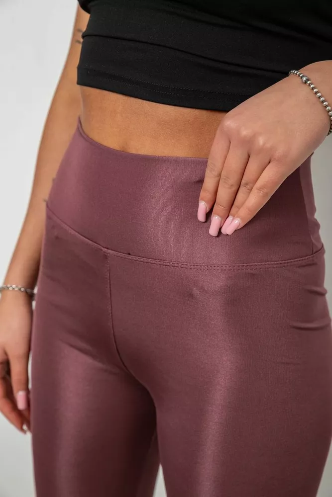 Купити Лосини жіночі однотонні, колір сливовий, 214R155-1 - Фото №5